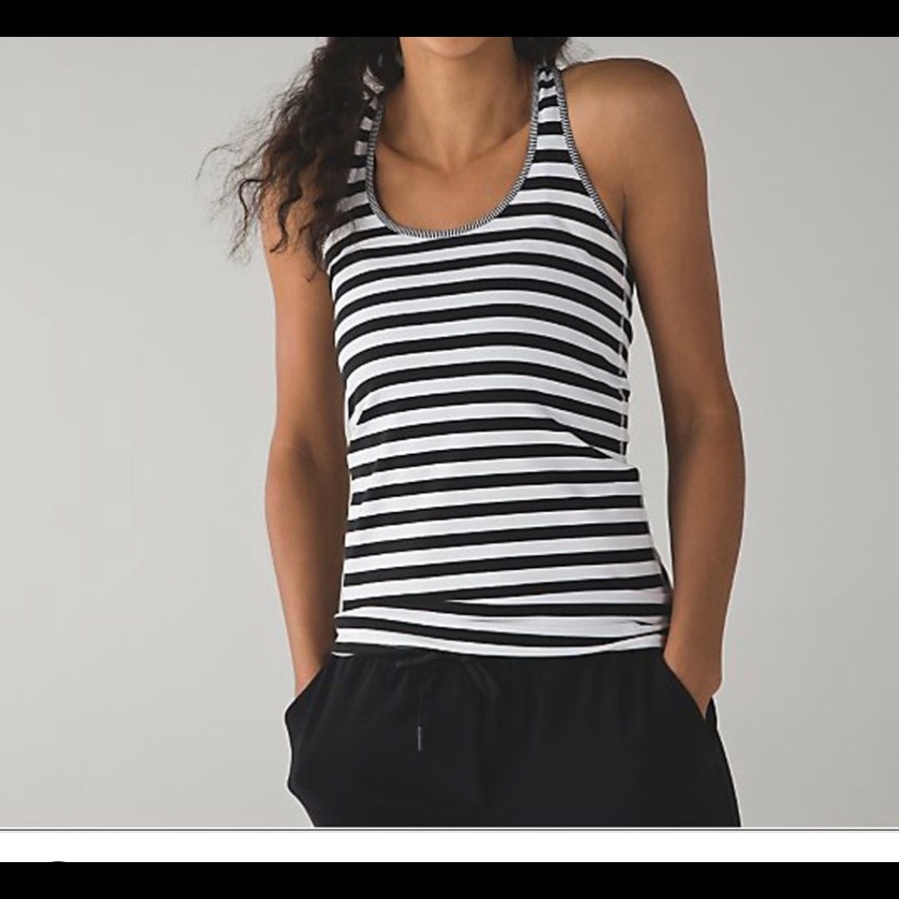 Lululemon cool racerback tank. Apex striped black and white.